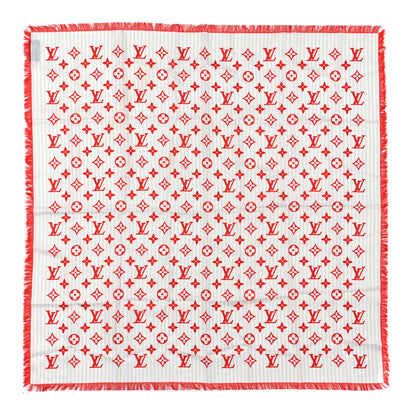 Louis Vuitton Silk Square Monogram Scarf Red 1 of 3
