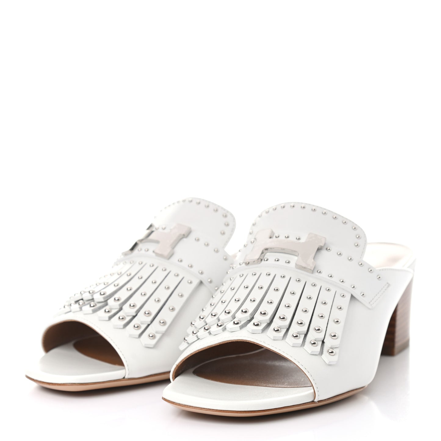 Calfskin Studded Alma Sandals 38 White