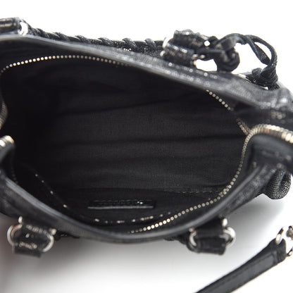 Balenciaga Lizard Embossed Agneau Silver Metallic Edge Hardware Nano City Black 5 of 10