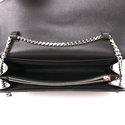 Saint Laurent Grain De Poudre Matelasse Chevron Monogram Chain Wallet Earth 5 of 10