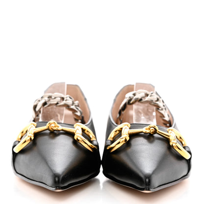 Gucci Nappa Lumiere Deva Horsebit Chain Embellished Flats 38.5 Black 2 of 9