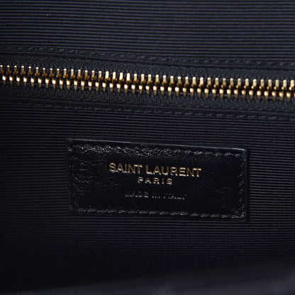Saint Laurent Grain De Poudre Matelasse Chevron Large Monogram Satchel Black 6 of 8