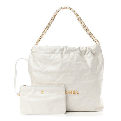 Chanel Shiny Calfskin Quilted Chanel 22 White 1 of 12