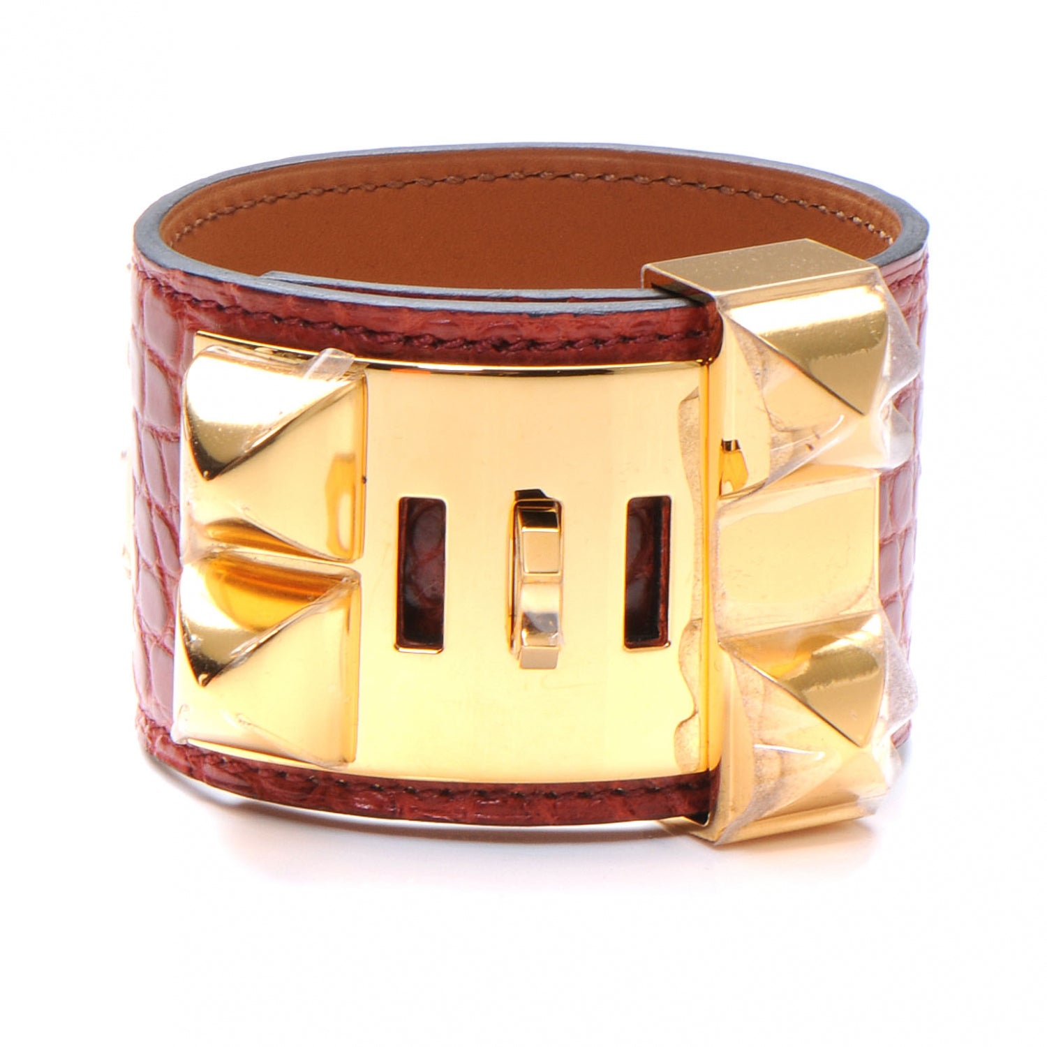 Hermes Alligator Collier De Chien CDC Bracelet Rouge H Small 3 of 7