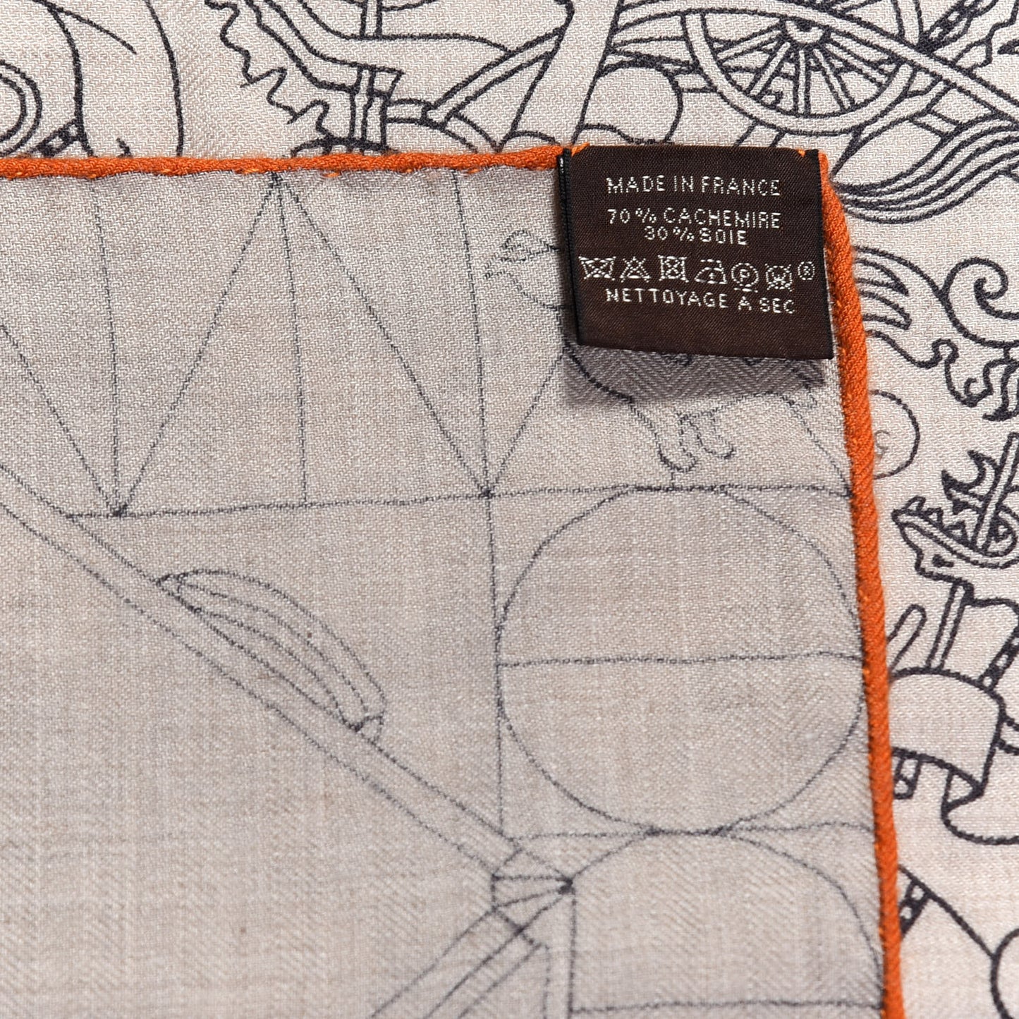 Cashmere Silk L'Epopee D'Hermes Shawl 140 Naturel Rouge