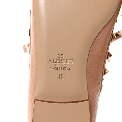 Valentino Garavani Pebbled Calfskin Rockstud Cage Ballerina Flats 36 Skin Sorbet 6 of 8