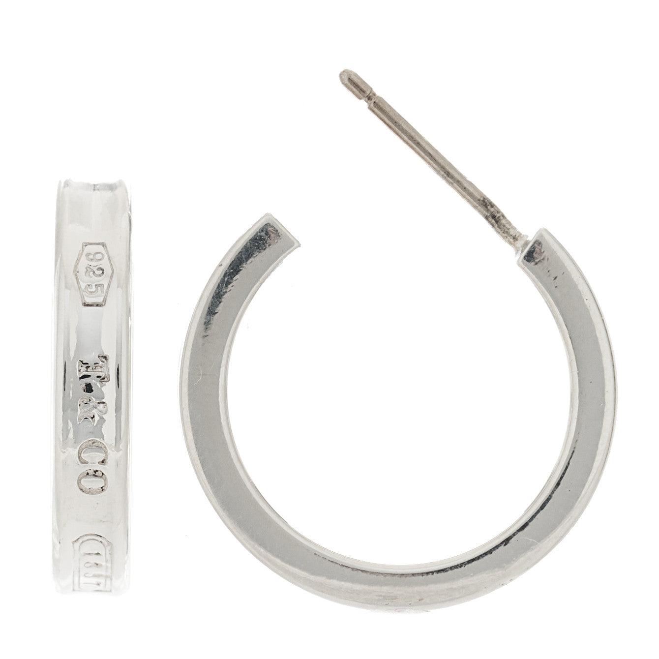 Tiffany Sterling Silver 1837 Small Narrow Hoop Earrings 1 of 5