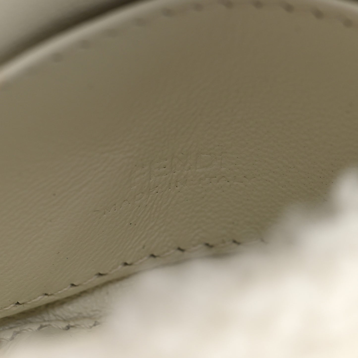 Shearling Nano Maxi Buckle Baguette Charm White
