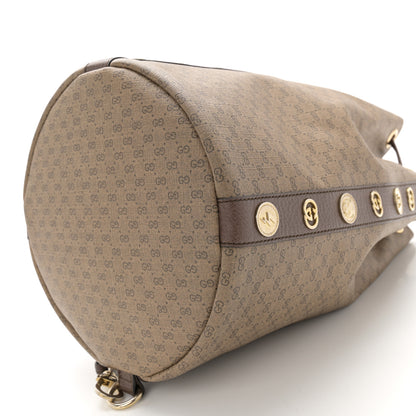 Gucci GG Supreme Monogram Drawstring Bucket Backpack Beige New Acero Crop 10 of 10