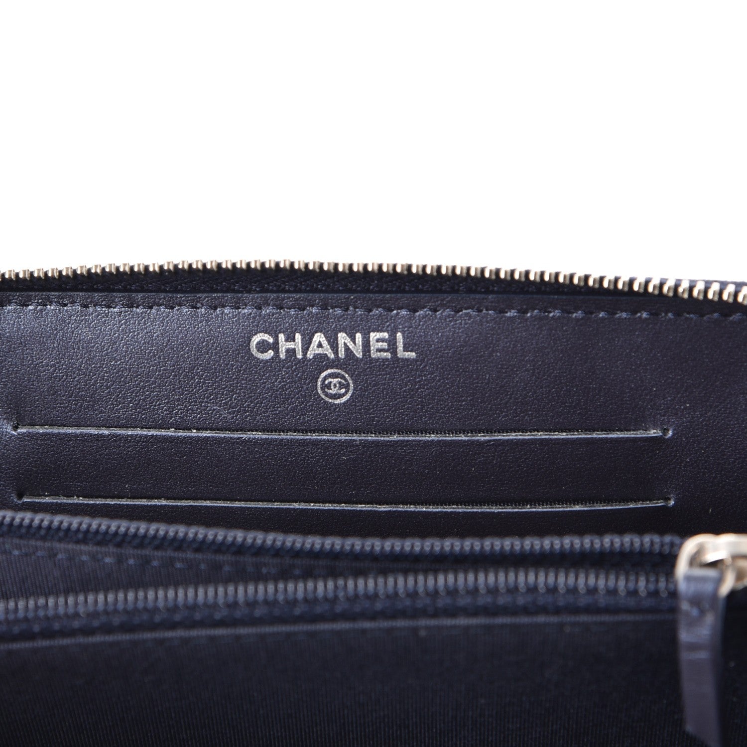 Chanel Metallic Caviar Quilted Medium Zip Around Wallet Blue 6 of 9