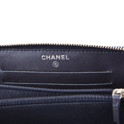 Chanel Metallic Caviar Quilted Medium Zip Around Wallet Blue 6 of 9
