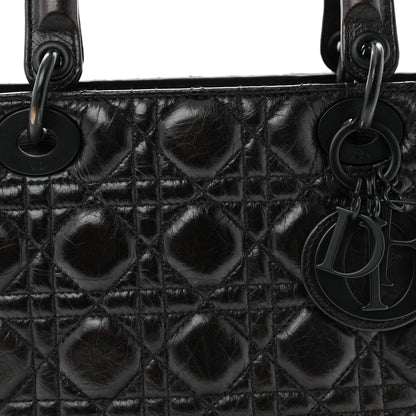 Christian Dior Crinkled Calfskin Cannage Medium Lady Dior Black 8 of 15