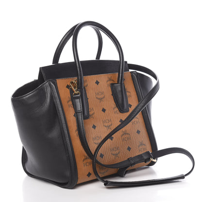 MCM Visetos Small Kathy Double Zip Tote Cognac Black 3 of 13