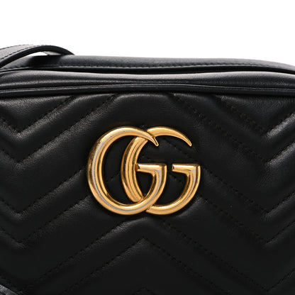 Gucci Calfskin Matelasse Small GG Marmont Chain Shoulder Bag Black 7 of 13