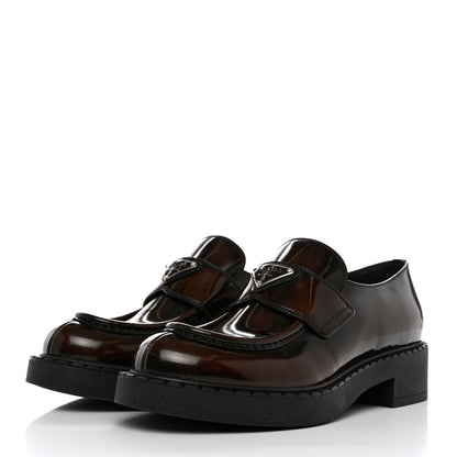 Prada Spazzolato Metal Triangle Logo 50mm Loafers 40.5 Bruciatio Fume 3 of 9
