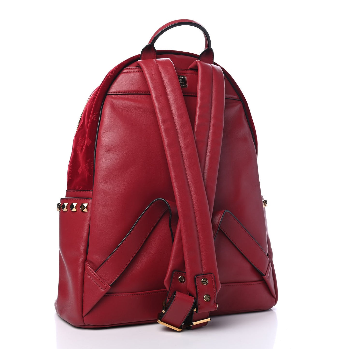 Velvet Monogram Medium Stark Insignia Backpack Ruby Red