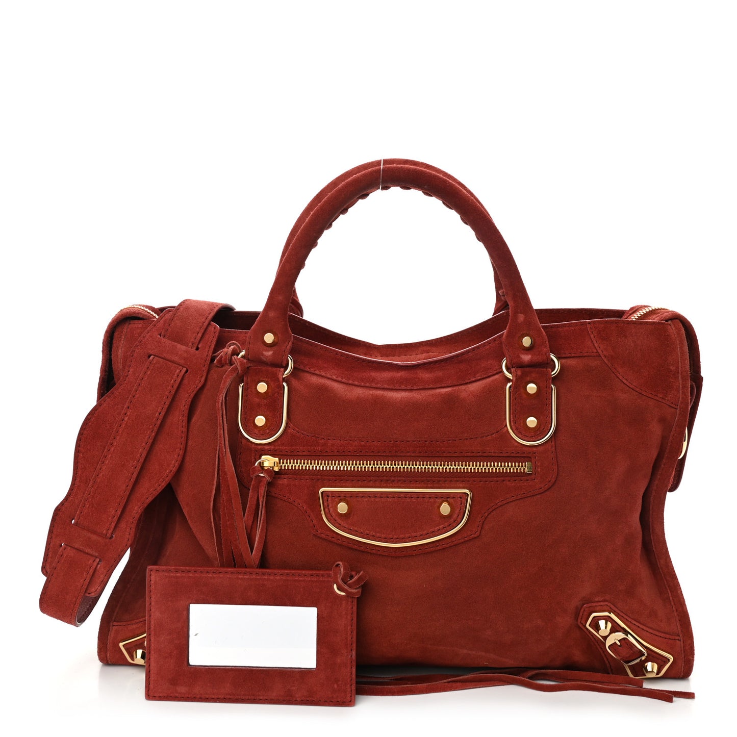 Baby Daim Suede Gold Metallic Edge Hardware City Bois De Rose Fonce