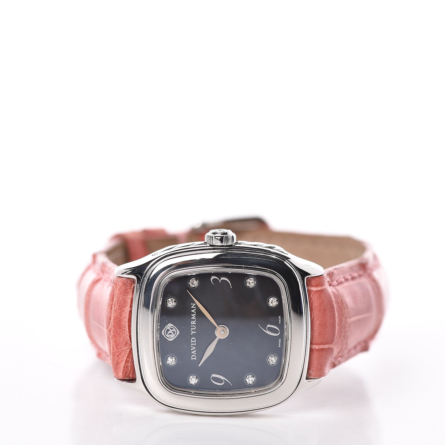 Stainless Steel Alligator Diamond Black Mother of Pearl 25mm Thoroughbred Quartz Watch