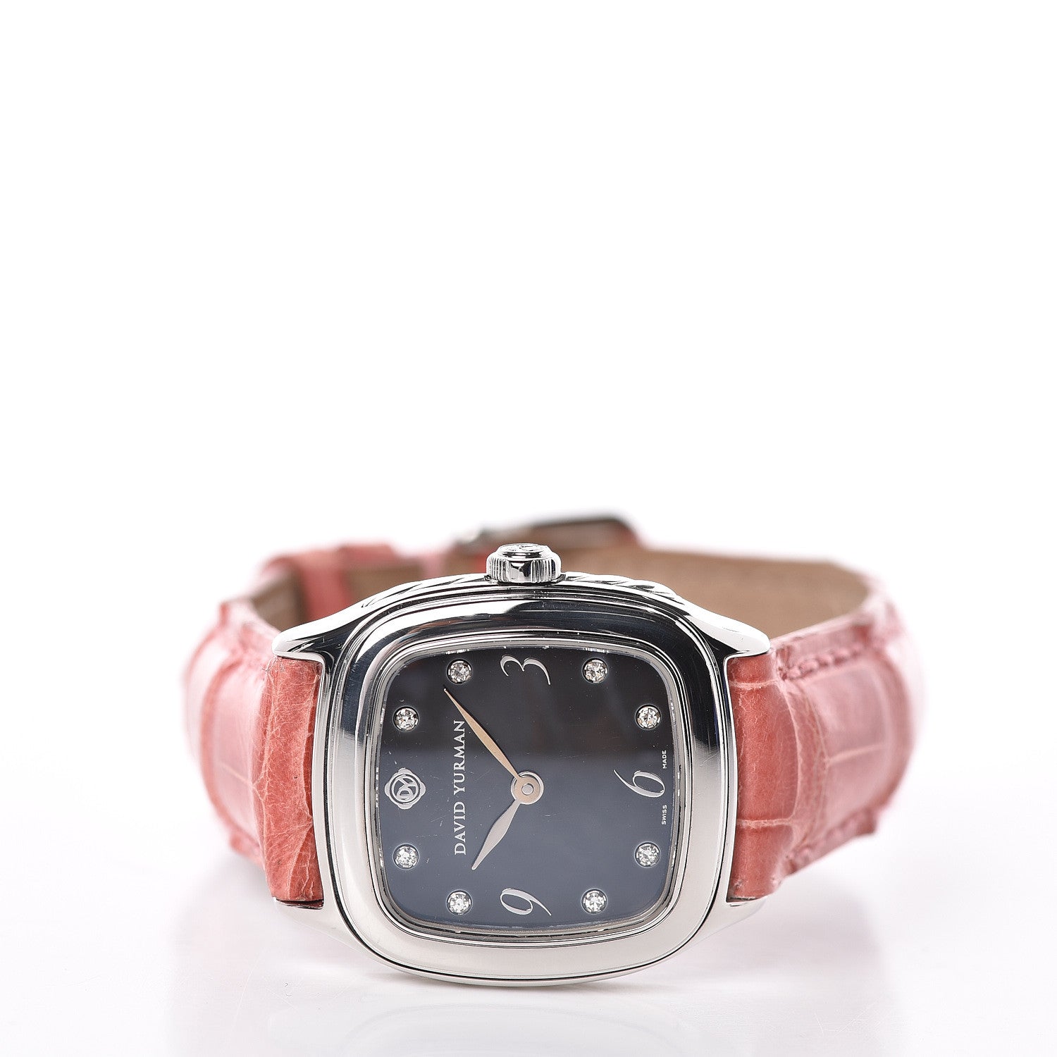 David Yurman Stainless Steel Alligator Diamond Black Mother of Pearl 25mm Thoroughbred Quartz Watch 3 of 10
