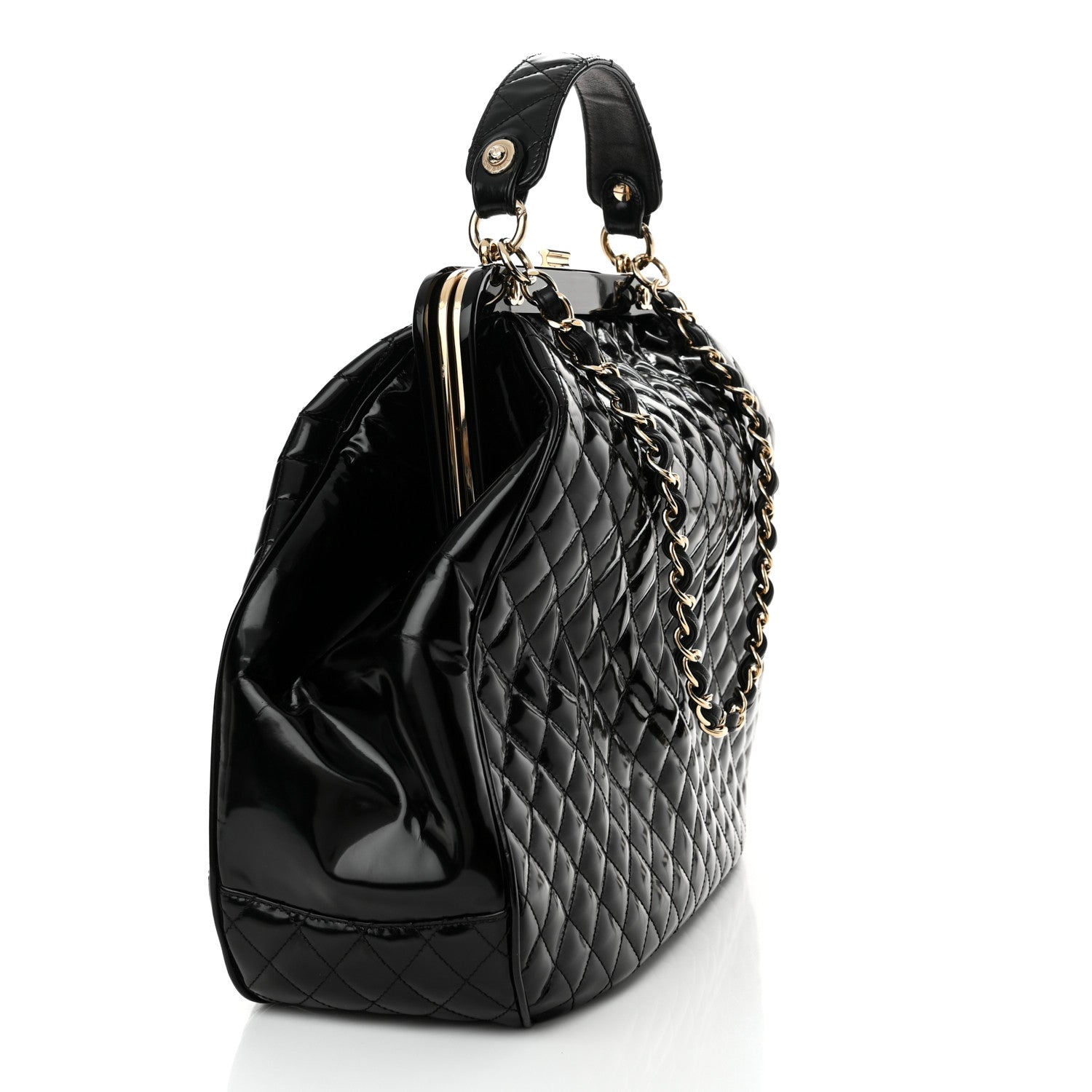 Chanel Glazed Calfskin Quilted Mademoiselle Large Frame Bag Black 3 of 14