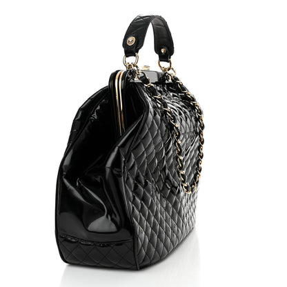 Chanel Glazed Calfskin Quilted Mademoiselle Large Frame Bag Black 3 of 14