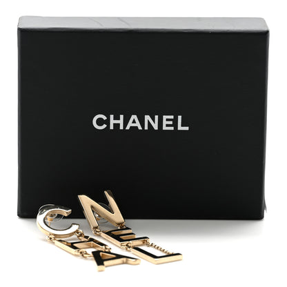 Chanel Metal Cha-Nel Logo Drop Earrings Gold 5 of 5