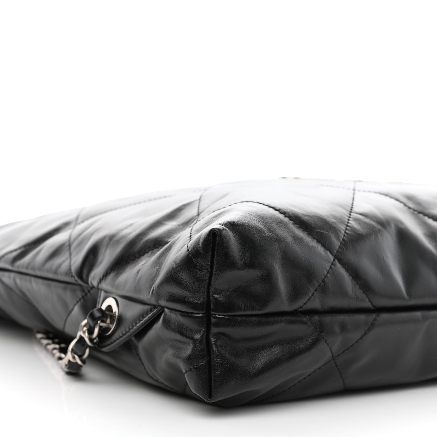 Shiny Calfskin Quilted Chanel 22 Backpack Black