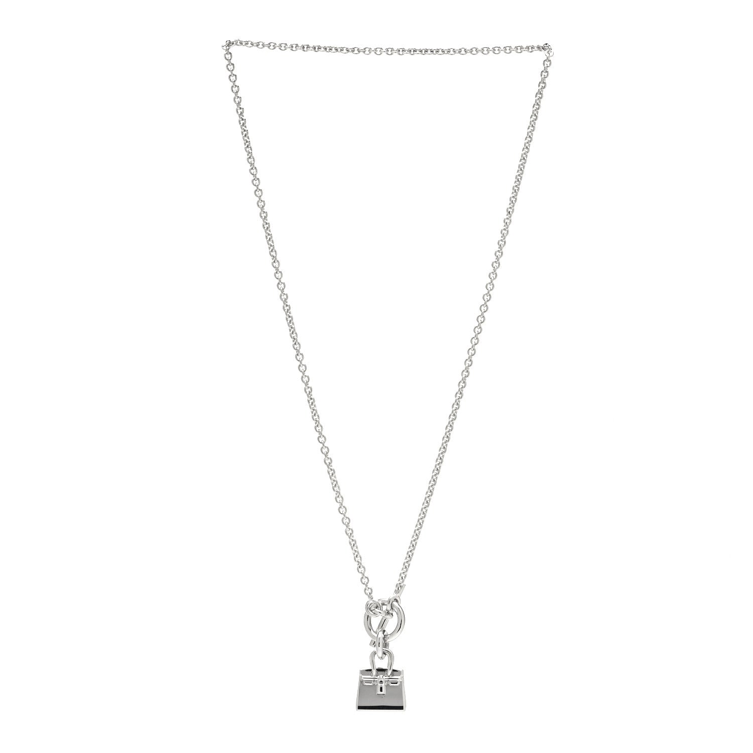 Hermes Sterling Silver Birkin Amulette Pendant Necklace 2 of 6