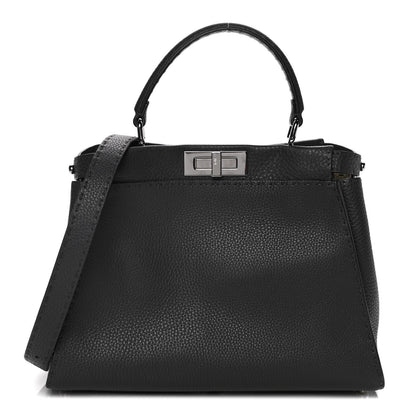 Fendi Cuoio Romano Selleria Bi-Color Medium Peekaboo Iconic Satchel Asfalto Latte 1 of 18