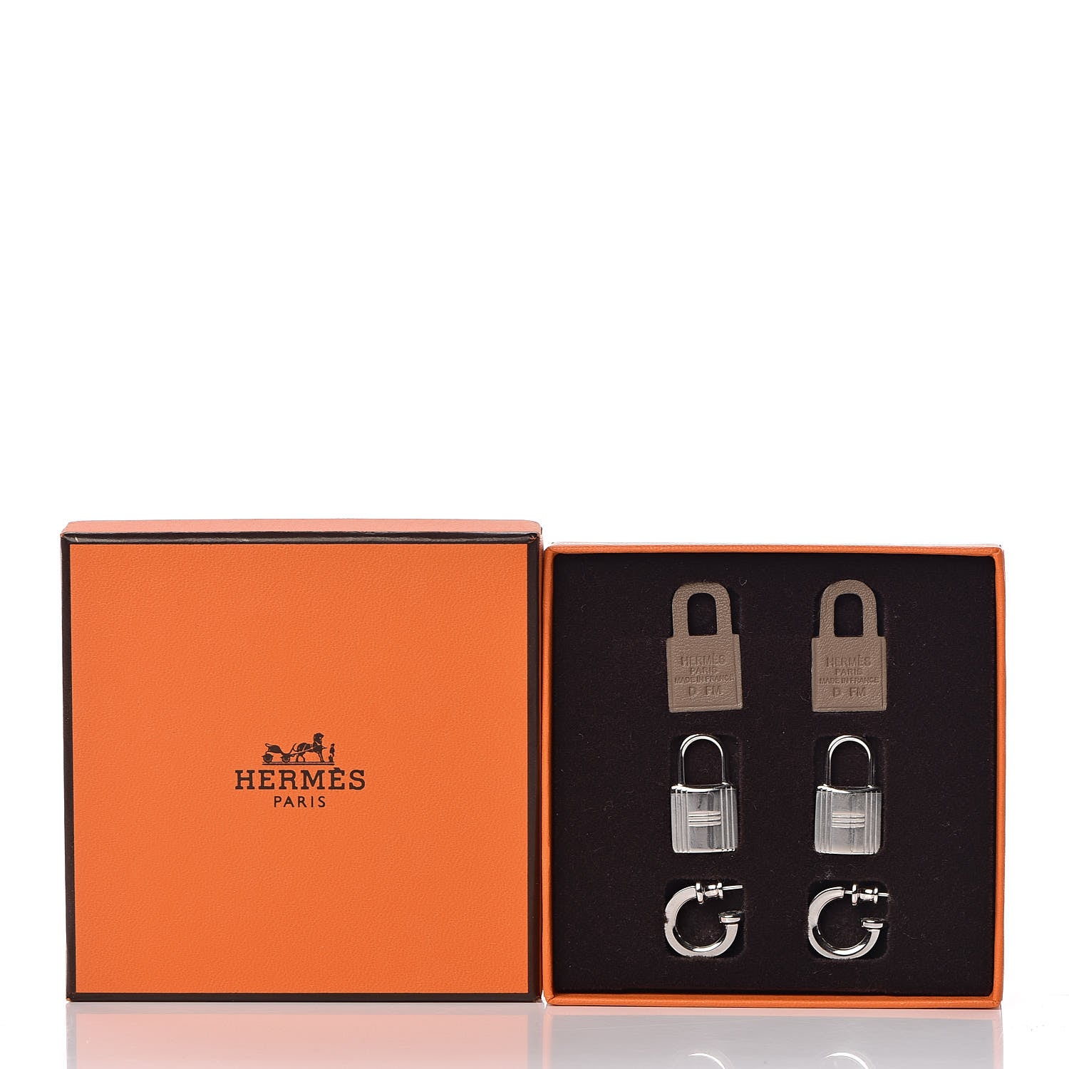 Hermes Palladium Swift O'Kelly Earrings Etoupe 7 of 7