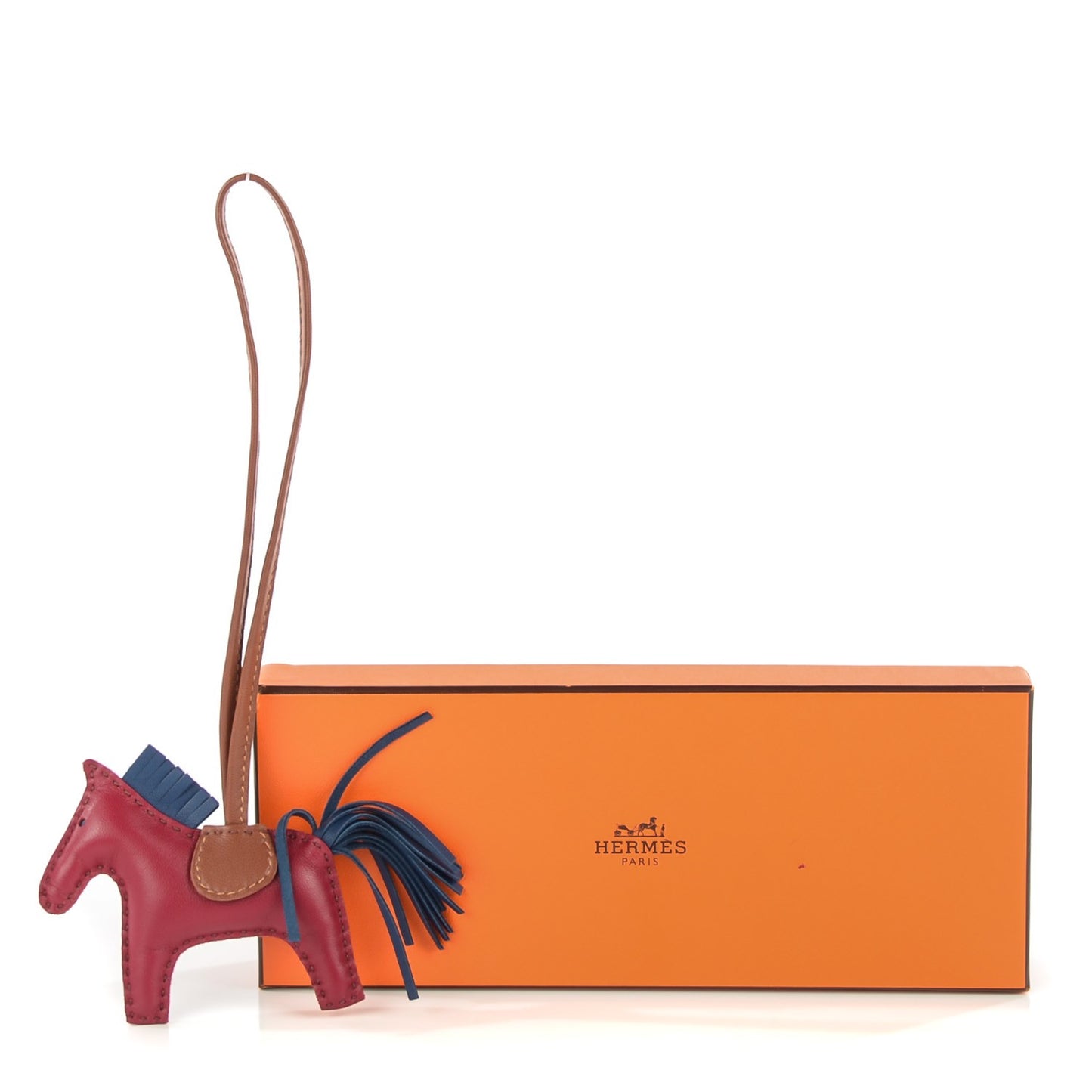 Milo Lambskin Grigri Rodeo Horse Bag Charm PM Bleu de Malte Rubis Fauve