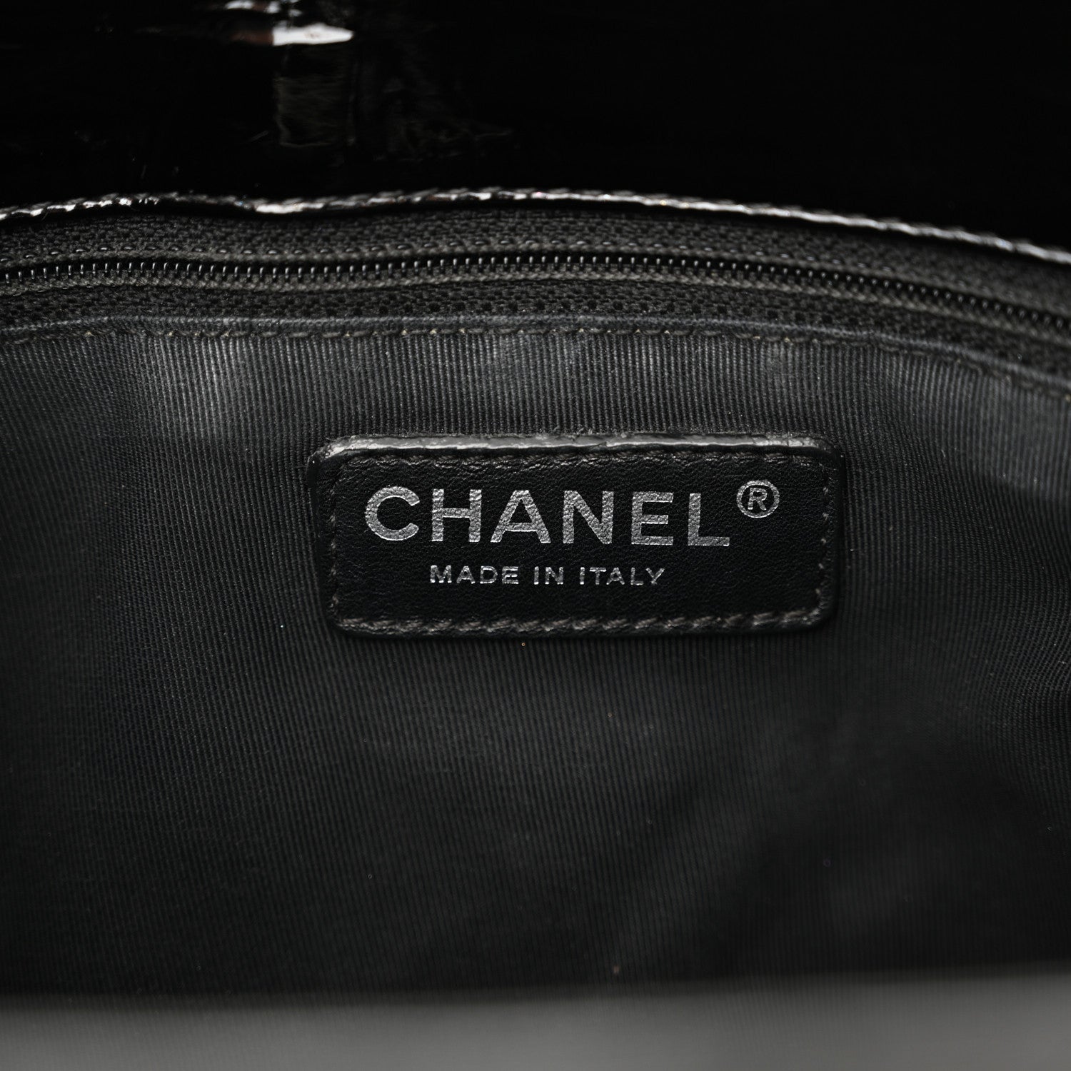 Chanel Patent Quilted Grand Shopping Tote GST Black 7 of 14