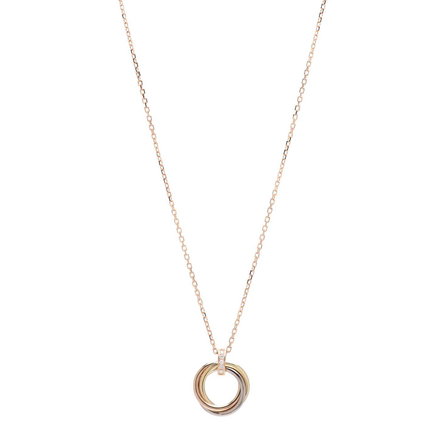 18K Pink White Yellow Gold Diamond Trinity Pendant Necklace