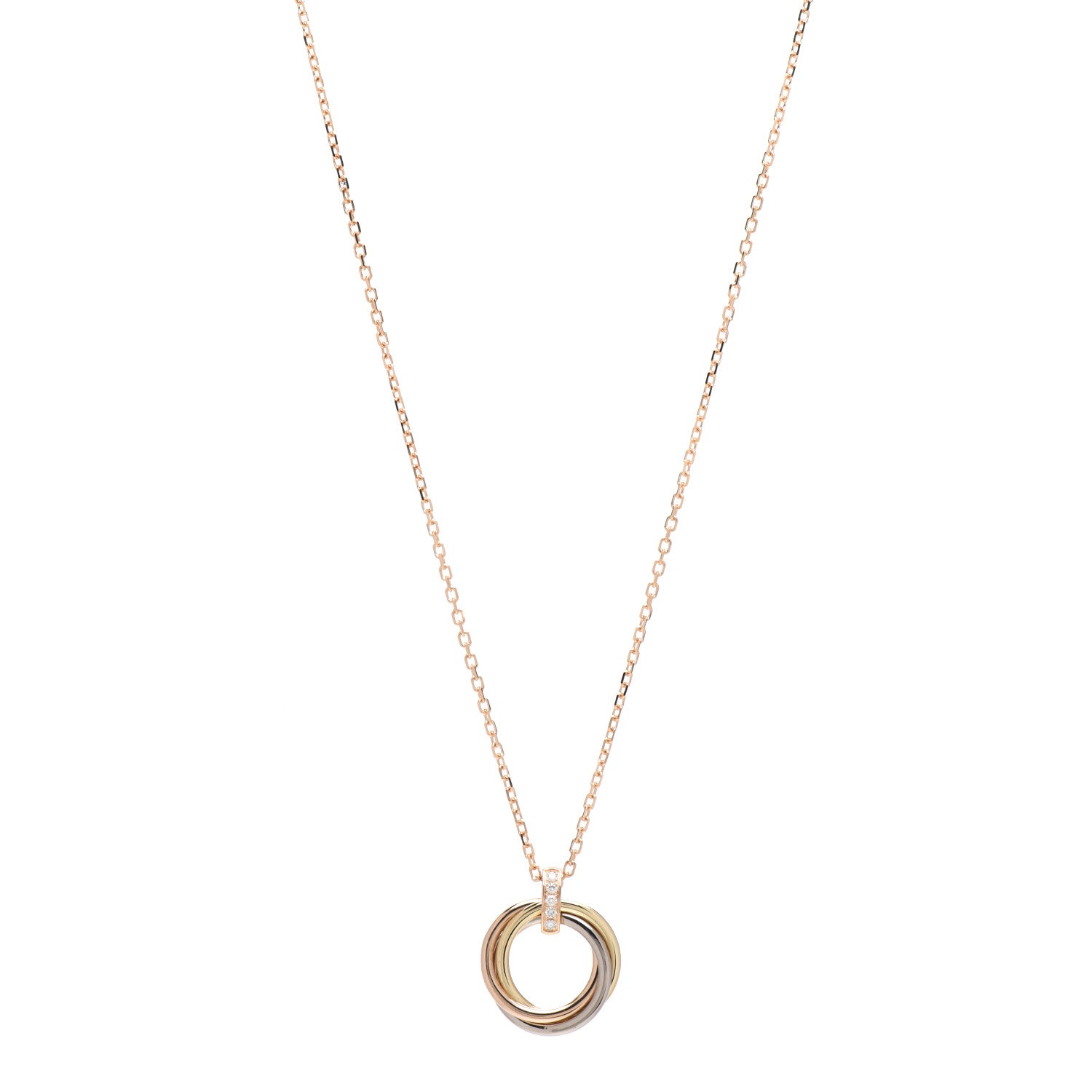Cartier 18K Pink White Yellow Gold Diamond Trinity Pendant Necklace 1 of 5