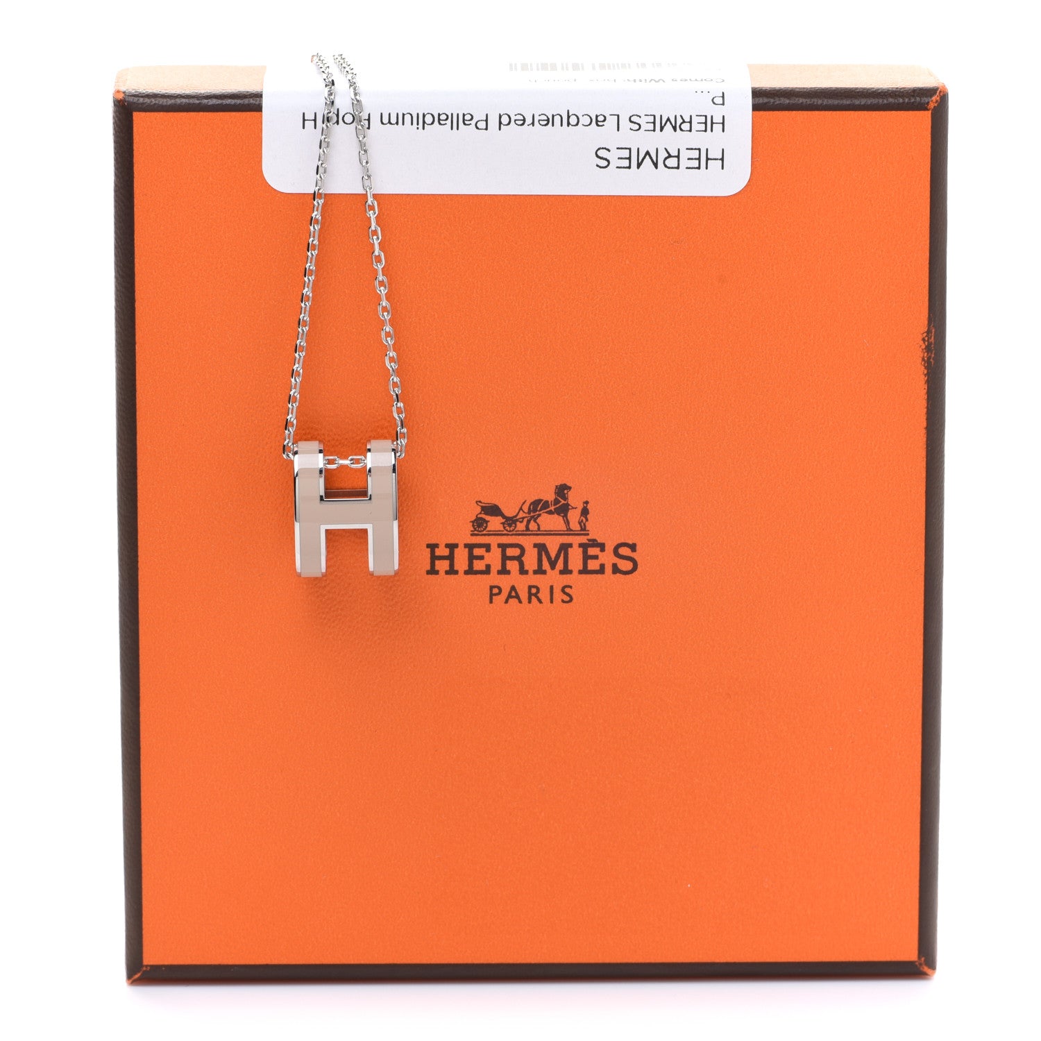 Hermes Lacquered Palladium Pop H Pendant Necklace Rose Sakura 8 of 8
