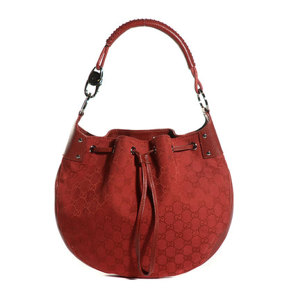 Gucci Monogram Drawstring Hobo Red 1 of 7