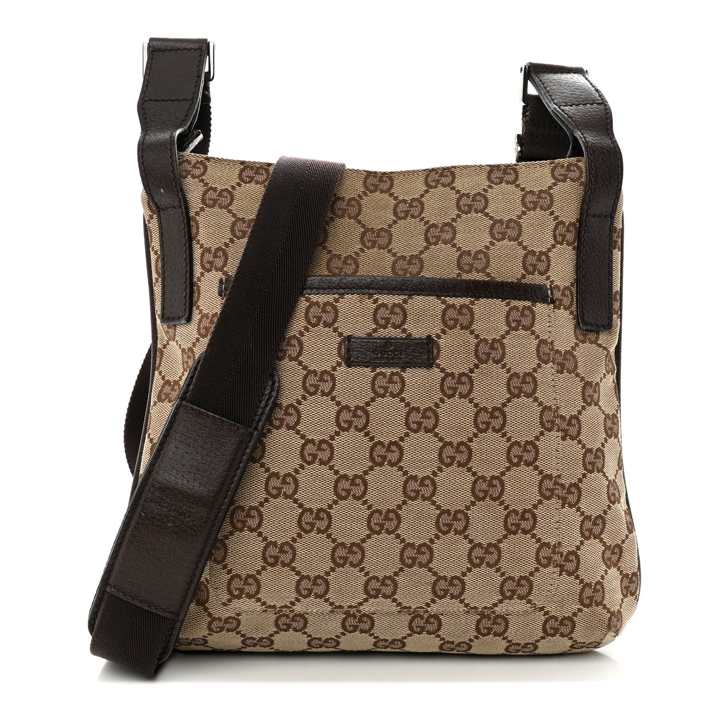 Monogram Flat Messenger Bag Dark Brown