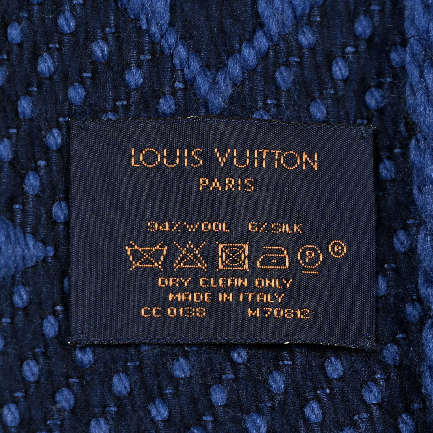 Louis Vuitton LOUIS VUITTON Wool Silk Logomania Scarf Denim Dark 3 of 6