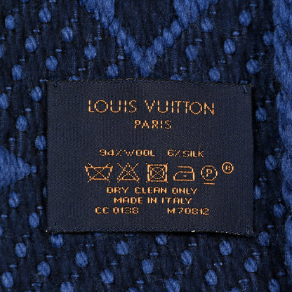 Louis Vuitton LOUIS VUITTON Wool Silk Logomania Scarf Denim Dark 3 of 6