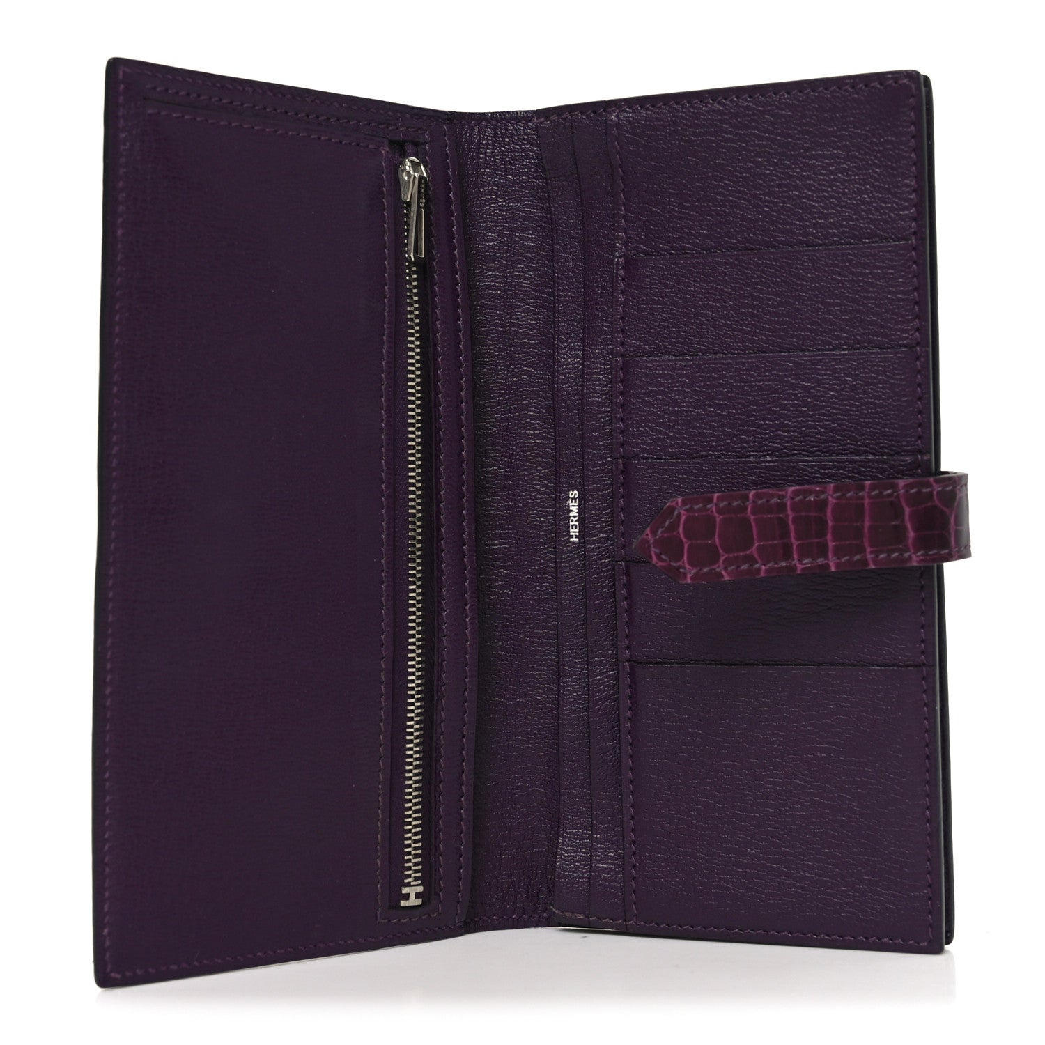 Hermes Shiny Alligator Bearn Wallet Amethyst 5 of 6