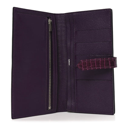 Hermes Shiny Alligator Bearn Wallet Amethyst 5 of 6