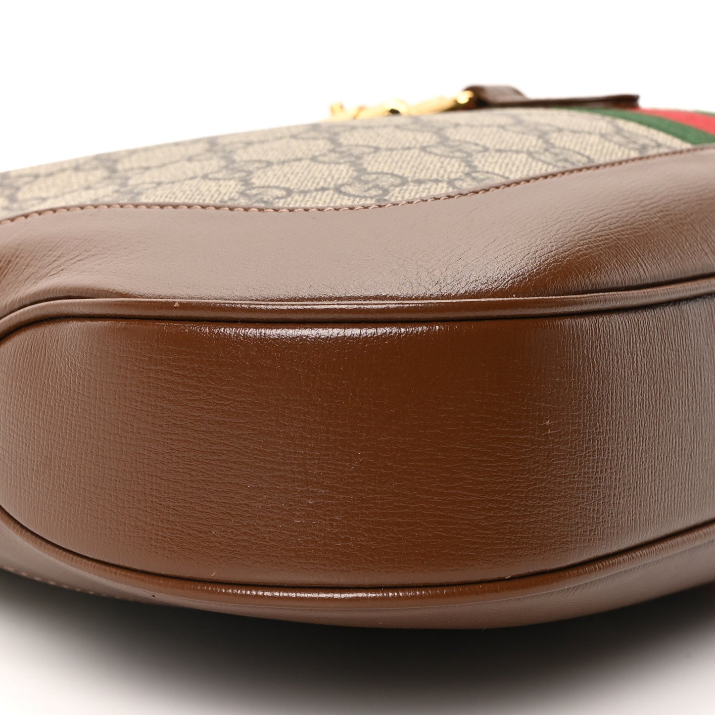 GG Supreme Monogram Azalea Calfskin Web Medium Jackie 1961 Hobo Beige Ebony Brown Sugar