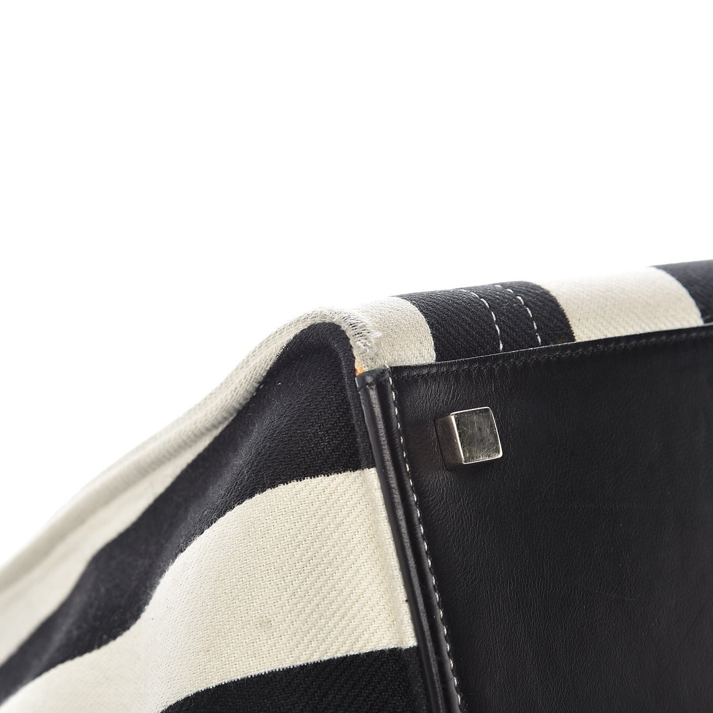 Cotton Canvas Striped Medium Phantom Luggage White Black