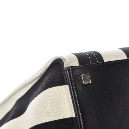 Celine Cotton Canvas Striped Medium Phantom Luggage White Black 7 of 12