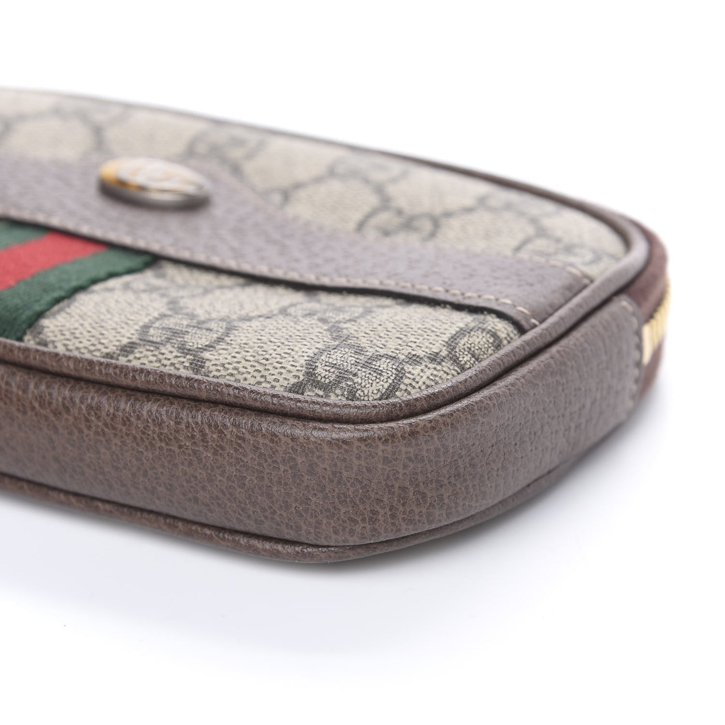 GG Supreme Monogram Ophidia Phone Case Wristlet Brown