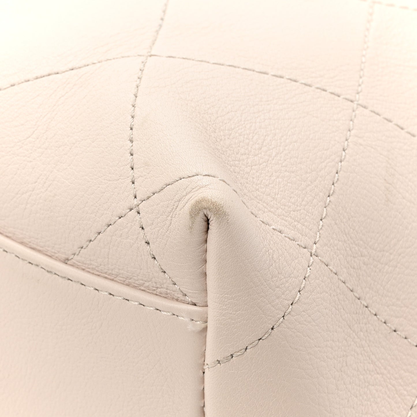 Calfskin Stitched Large Button Up Hobo Ivory Black
