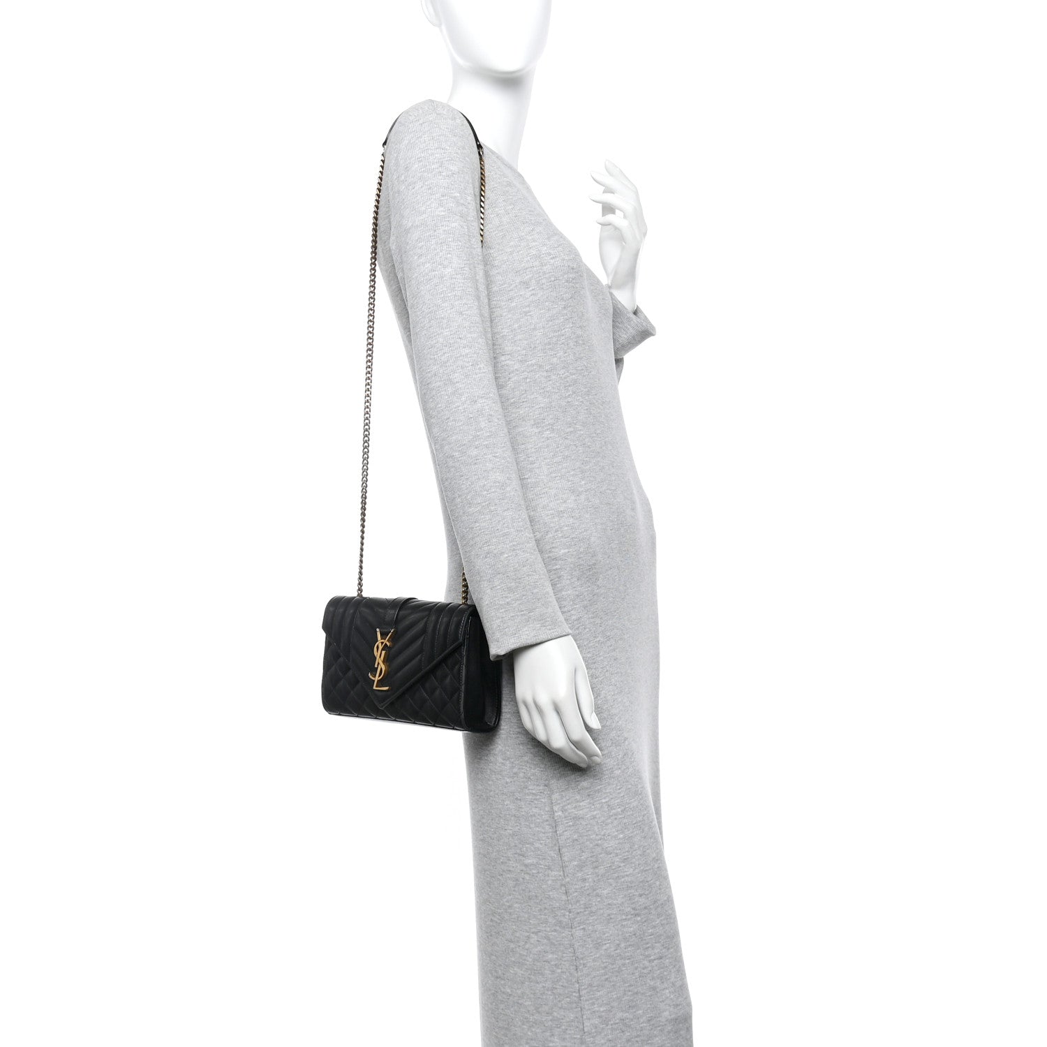 Saint Laurent Lambskin Mixed Matelasse Triquilt Small Monogram Satchel Black 2 of 22