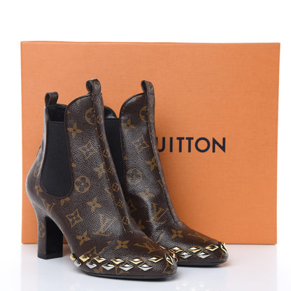 Louis Vuitton Monogram Gold Rush Studded Uniformes Cap Toe Chelsea 75mm Ankle Boots 37 9 of 9