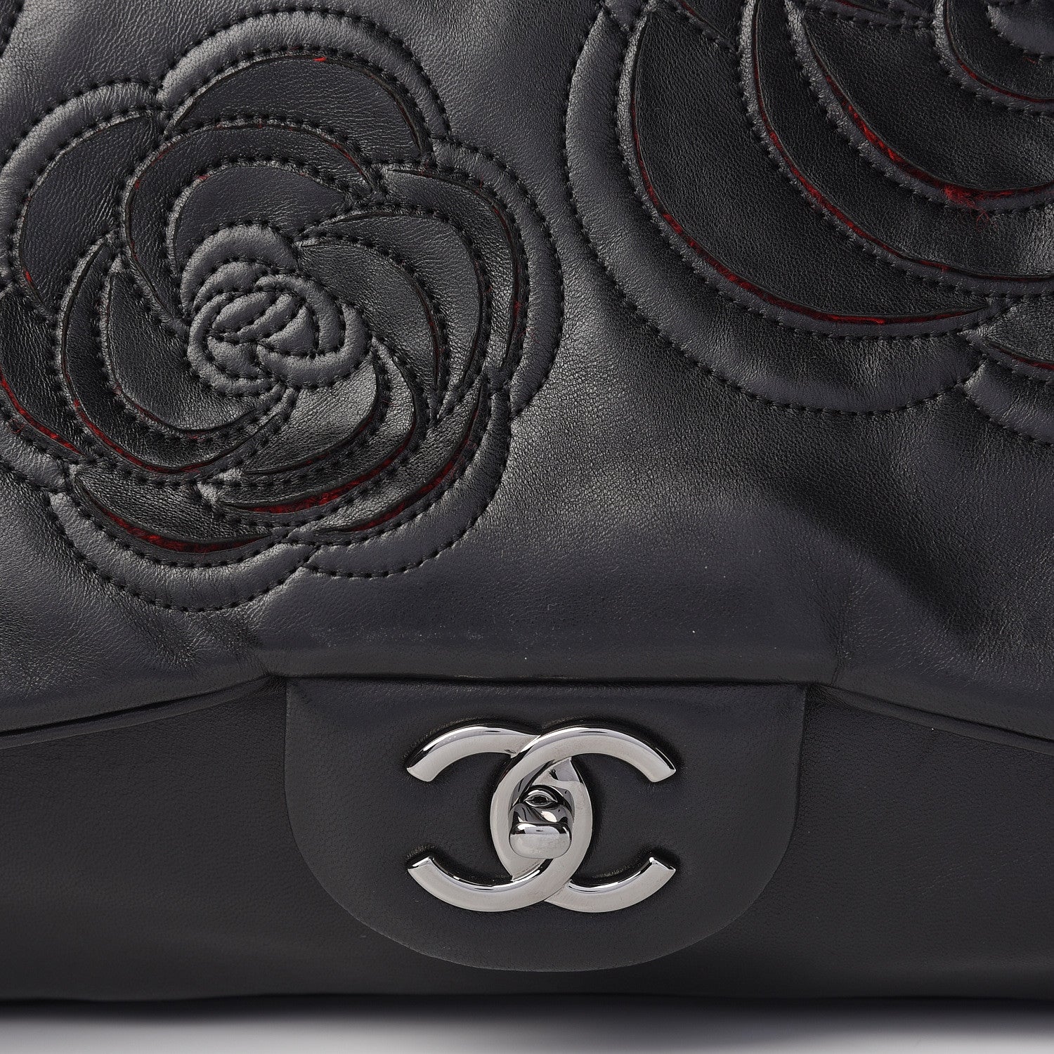 Chanel Lambskin Tweed Maxi Camellia Petals Flap Black 13 of 18