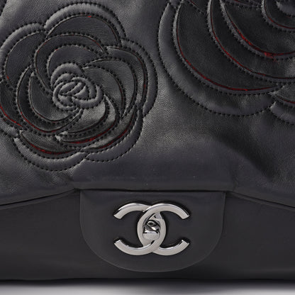 Chanel Lambskin Tweed Maxi Camellia Petals Flap Black 13 of 18